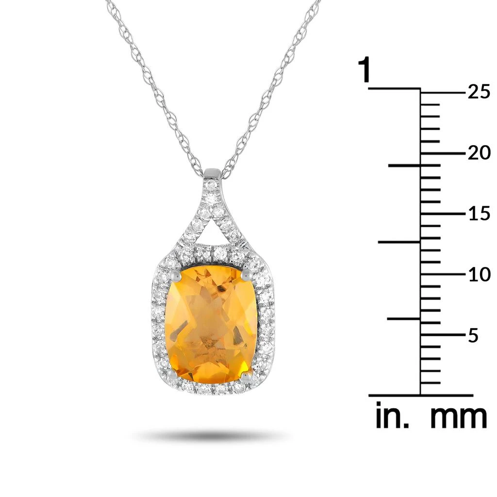 Non Branded 14K White Gold 0.13ct Diamond and Citrine Pendant Necklace PD4-15472WCIT 4
