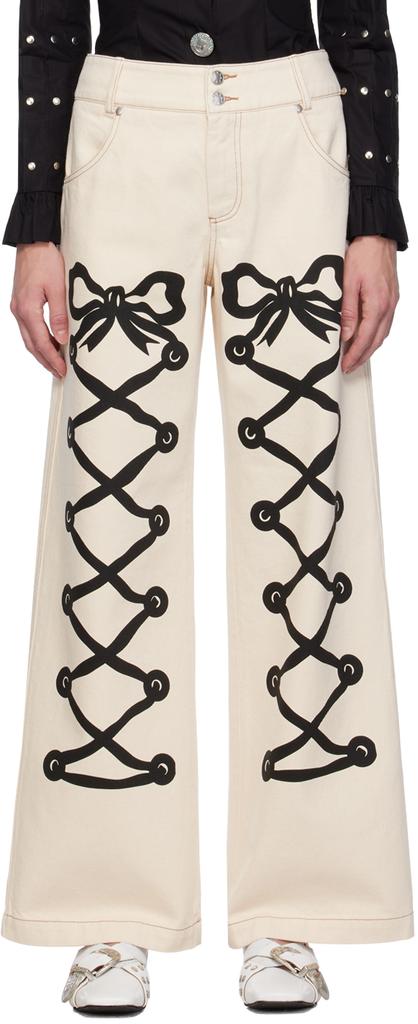 CHOPOVA LOWENA Off-White Ribbon Jeans