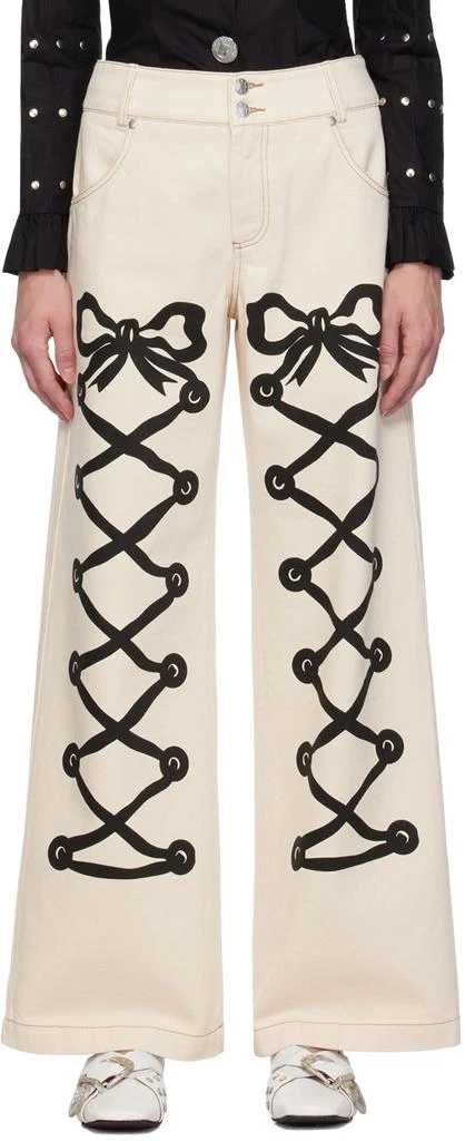 CHOPOVA LOWENA Off-White Ribbon Jeans 1