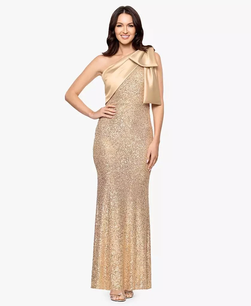 Betsy & Adam Women's Sequined One Shoulder Gown - Dresses & Skirts - Free  Shipping - BeyondStyle