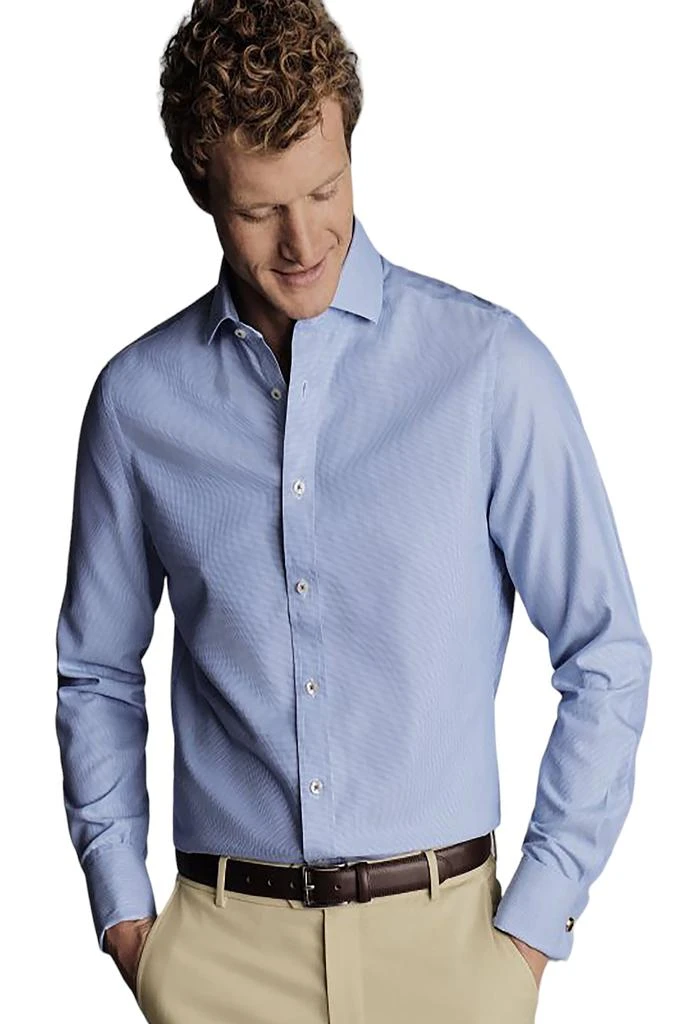 Charles Tyrwhitt Men's Non-Iron Clifton Weave Cutaway Slim Fit Shirt Double Cuff 8