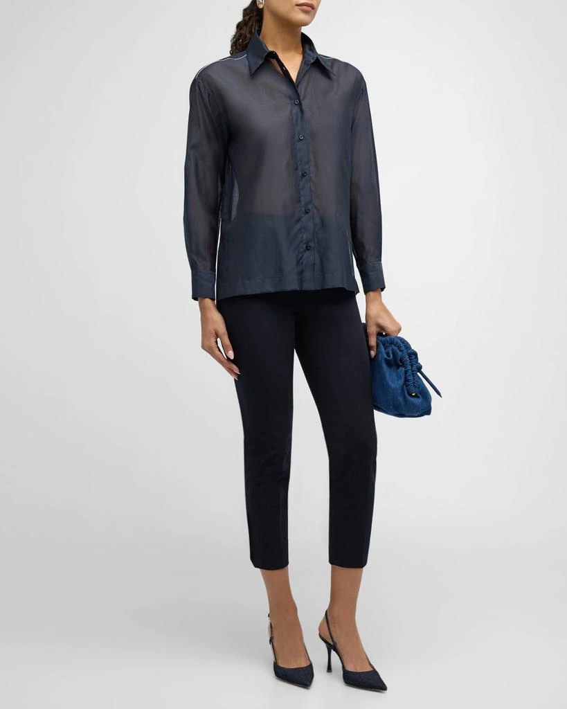 Peserico Sheer Bead-Trim Button-Down Shirt 3