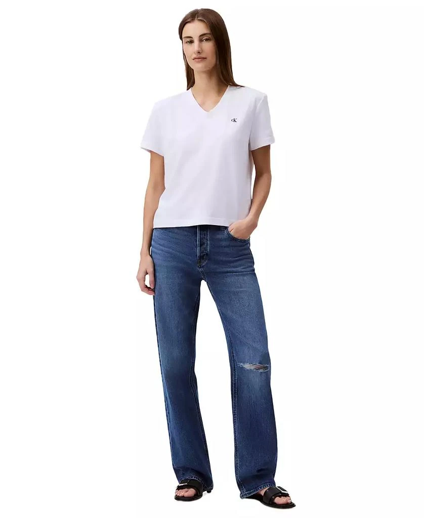 Calvin Klein Women's V-Neck Embroidered Logo T-Shirt 3