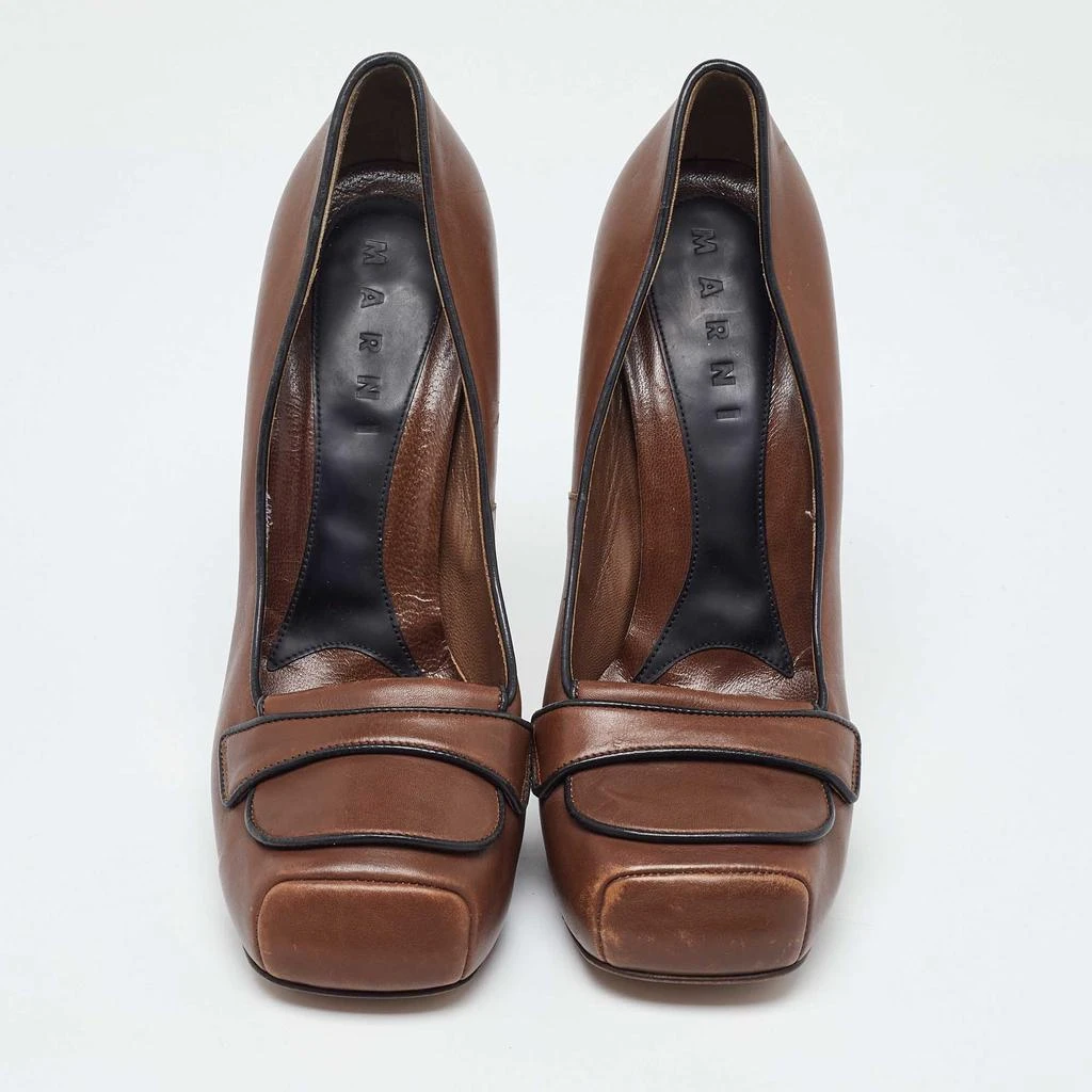 Marni Marni Brown Leather Platform Square Toe Pumps Size 38 3
