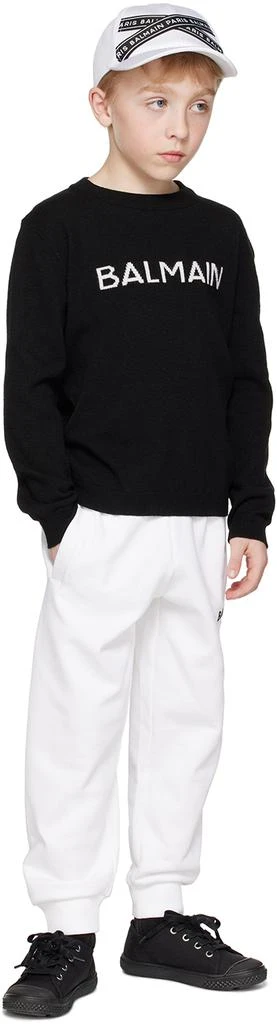 Balmain Kids White Flocked Lounge Pants 4