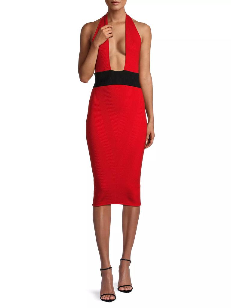Victor Glemaud Ribbed Merino Halter Dress