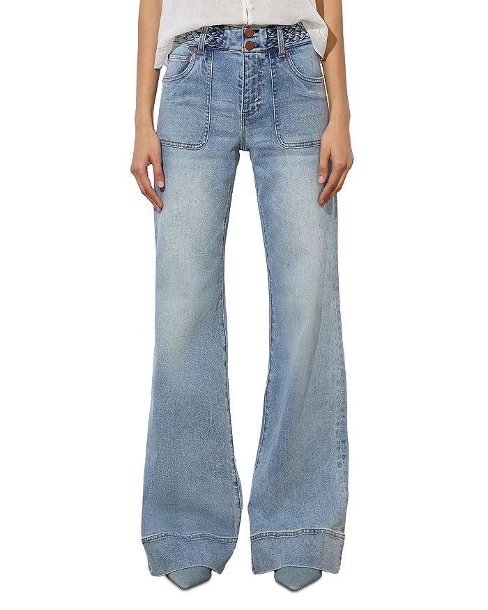 Alice + Olivia Juno High Rise Braided Waistband Jeans in Anabell Blue 1