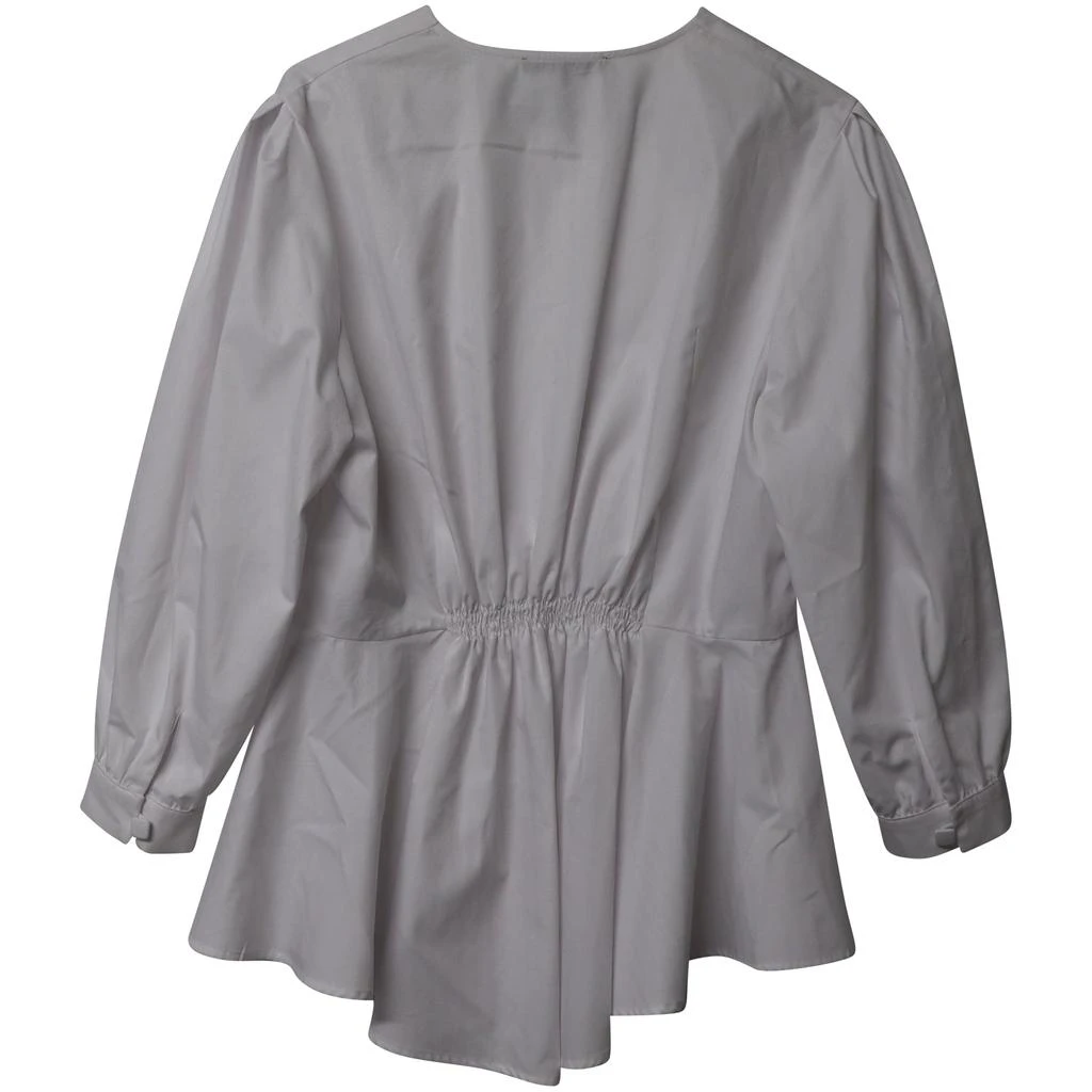 ALEXACHUNG Alexa Chung Herringbone Peplum Top in White Cotton 5
