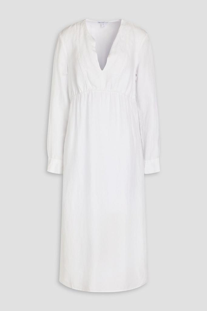 James Perse Empire gathered Lyocell and linen-blend midi dress