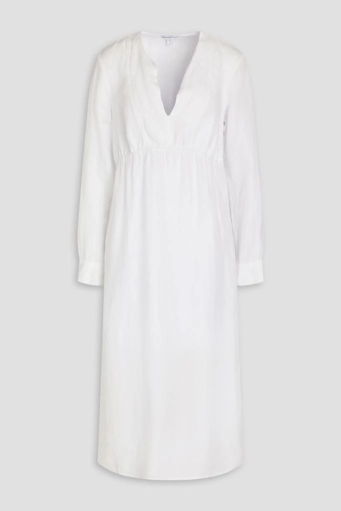 JAMES PERSE Empire gathered Lyocell and linen-blend midi dress 1