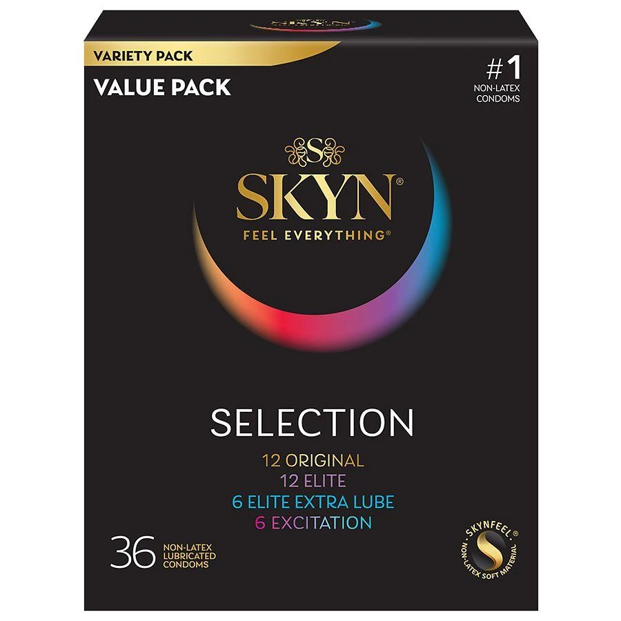 SKYN Selection Non-Latex Lubricated Condoms Sensual Masking, Nominal Width: 53 mm, Natural 1