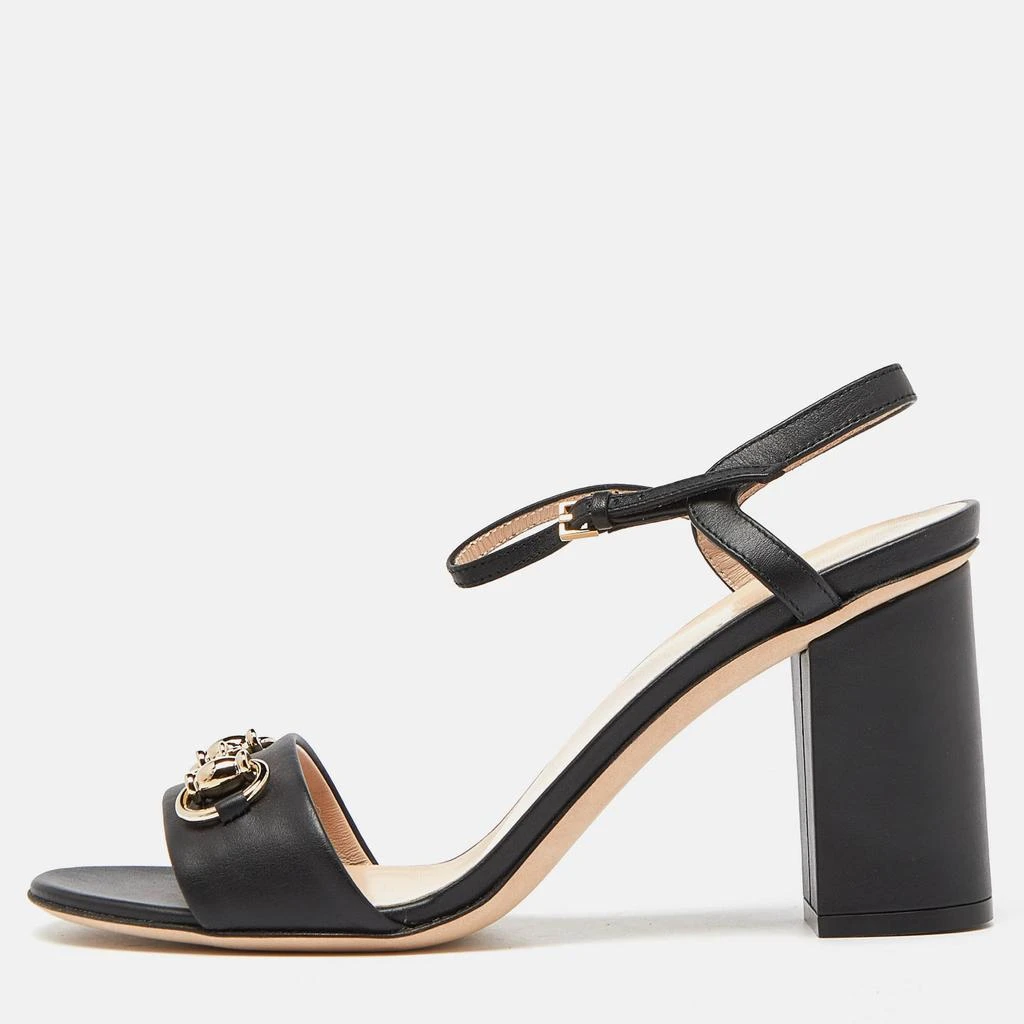 Gucci Gucci Black Leather Horsebit Ankle Strap Sandals Size 38 1