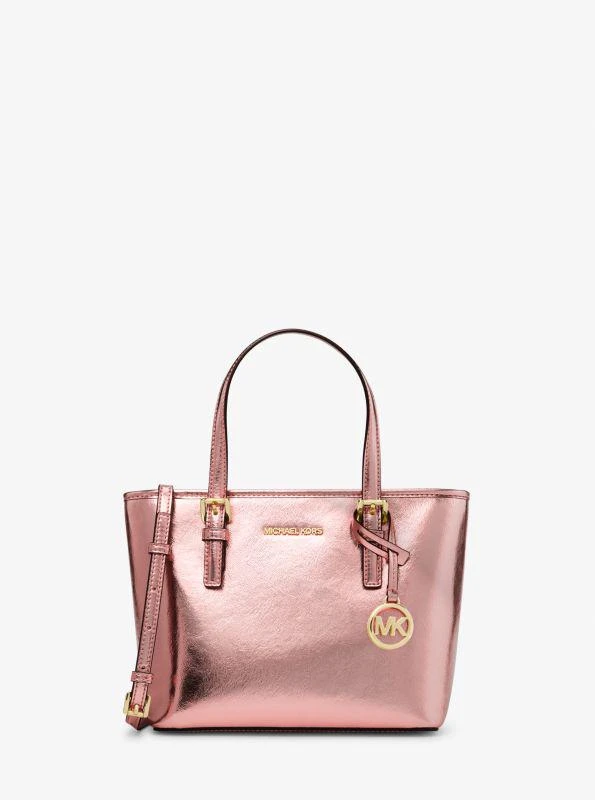Michael Kors Jet Set Travel Extra-Small Metallic Top-Zip Tote Bag 1