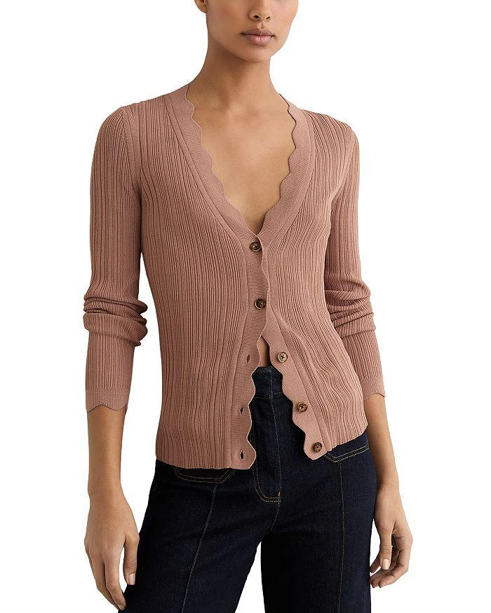 REISS Vinny Scallop Detail Cardigan