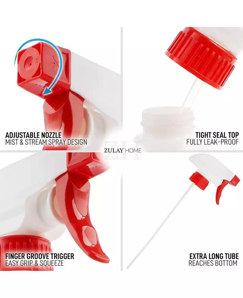 Zulay Kitchen Adjustable Nozzle 
Spring Loaded Trigger 4 Pc. Cleaning Spray Bottles 7