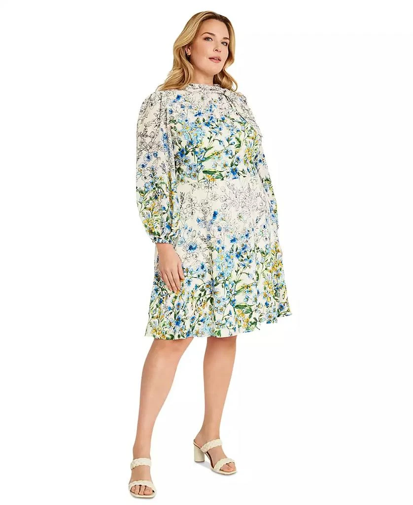 Maggy London Plus Size Floral-Print Tie-Neck Dress 3