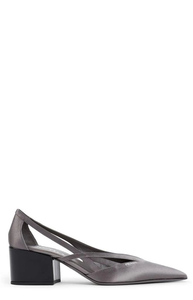Prada Prada Pointed-Toe Satin Cut-Out Pumps 1
