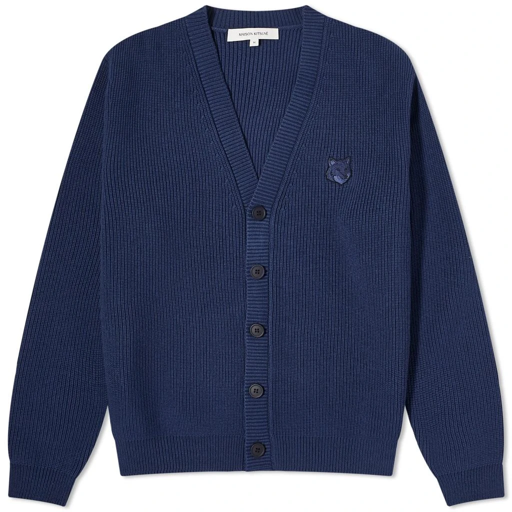Maison Kitsune Maison Kitsuné Bold Fox Head Ribbed Cardigan 1