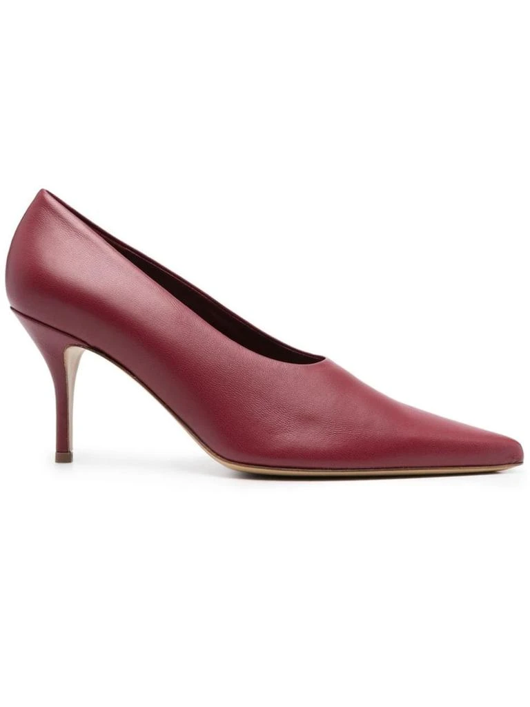 GIA BORGHINI Bordeaux Red Calf Leather Pumps 1