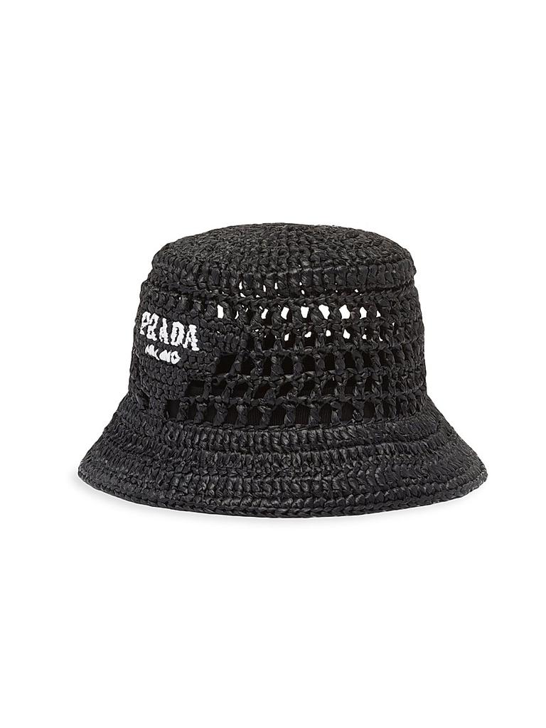 キャップ PRADA Embroidered Raffia Bucket Hat Prada Raffia Bucket Hat - Hats - Free Shipping - BeyondStyle