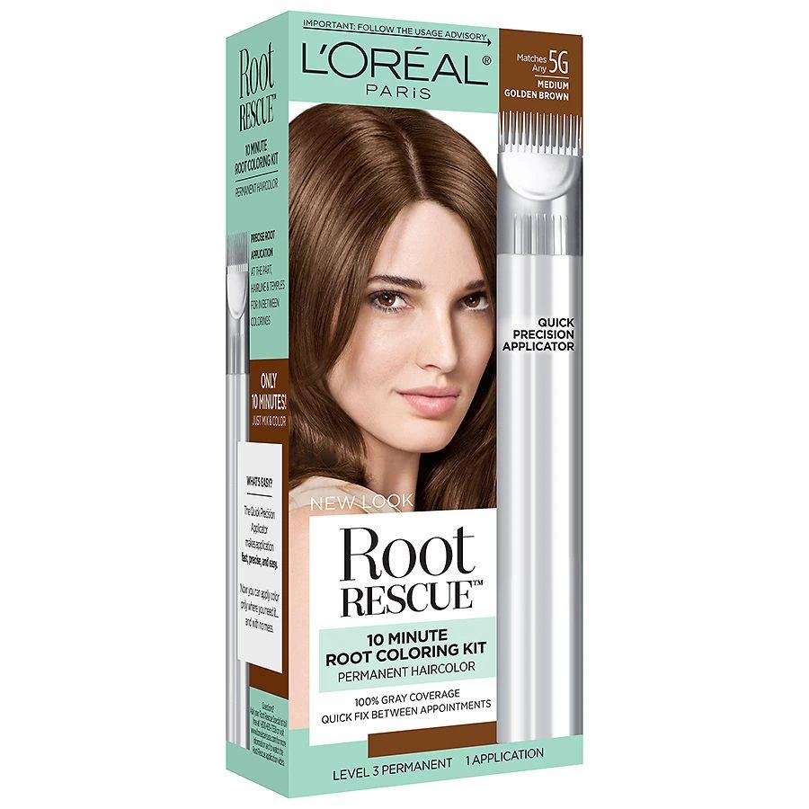 L'Oreal Paris Root Rescue 10 Minute Root Hair Coloring Kit, 100% Gray Coverage 6