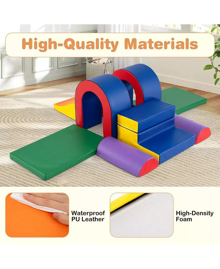 HONGGE 8 Piece Soft Foam Climbing Play Set For Toddlers With PU Leather Cover 8