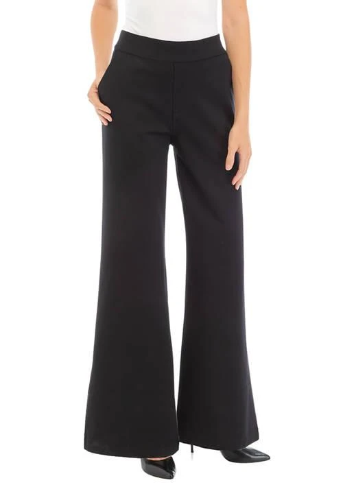 Gloria Vanderbilt Vanderbilt Womens Pull On Ponte Wide Leg Trouser Pants 1