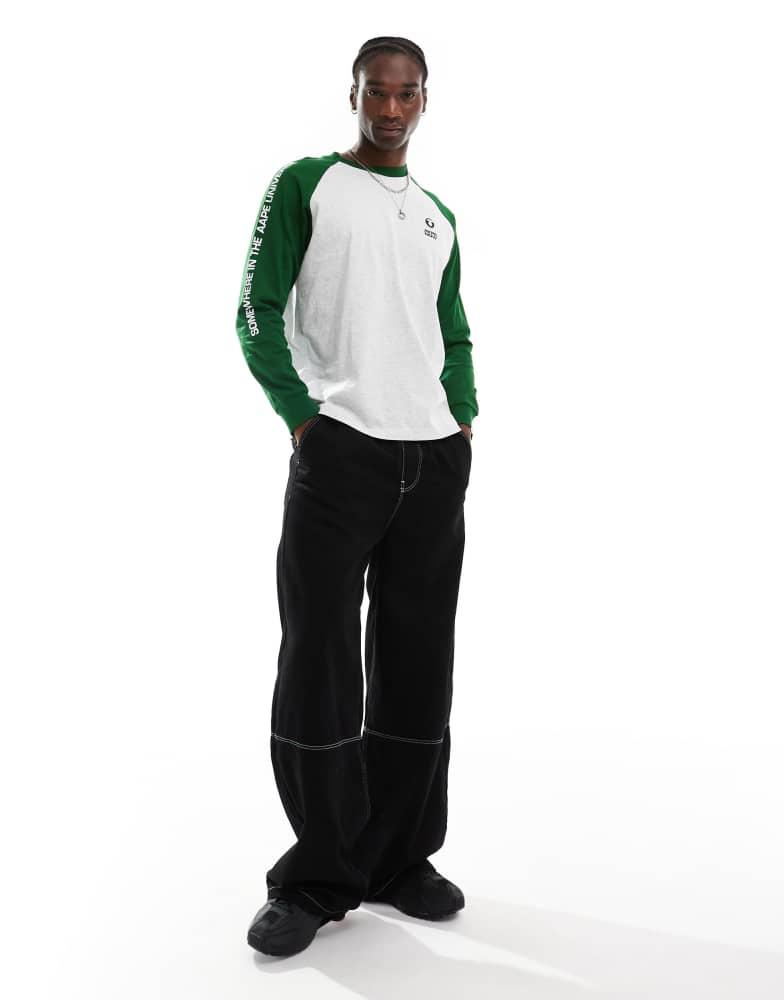 AAPE Aape by A Bathing Ape raglan long sleeve t-shirt in grey and green