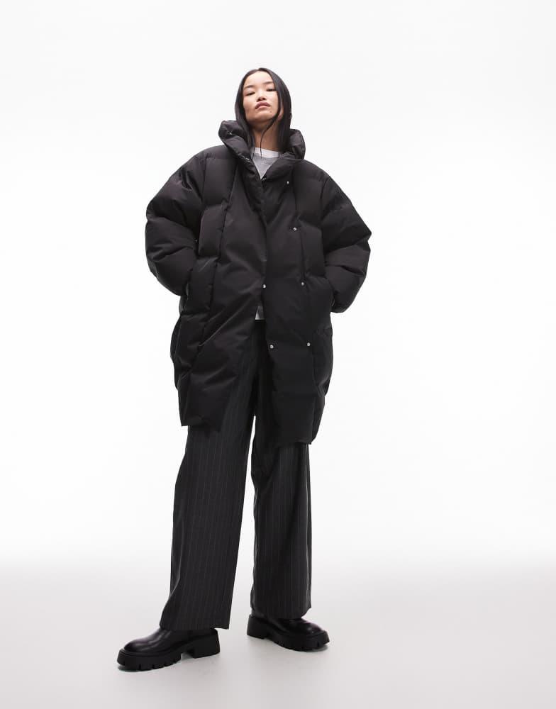 & Other Stories & Other Stories re-down puffer coat with funnel neck in black