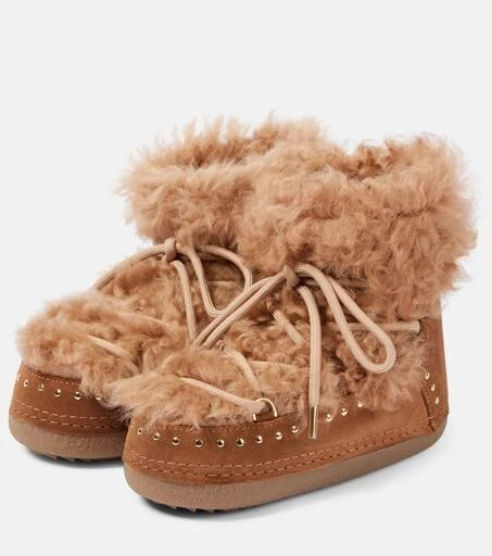 INUIKII Long Curly shearling and suede snow boots 4
