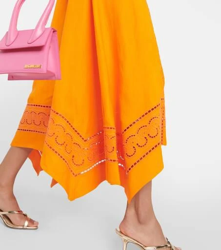 SIMKHAI Valeria laser-cut linen-blend midi dress 5