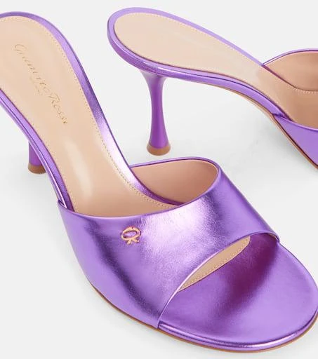 Gianvito Rossi Logo metallic leather mules 5