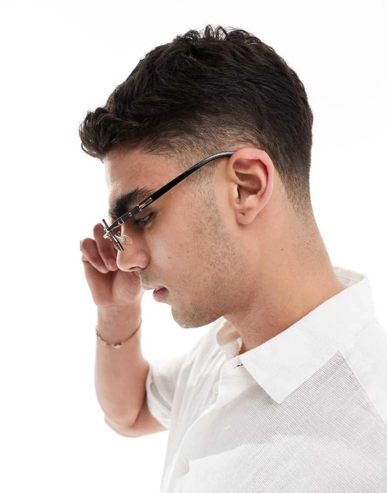 Bershka Bershka frameless sunglasses in black 3