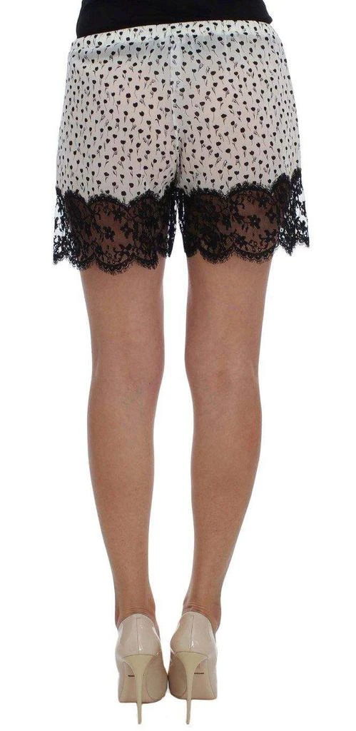 Dolce & Gabbana Dolce & Gabbana  White Black Floral Lace Silk Sleepwear Shorts 3