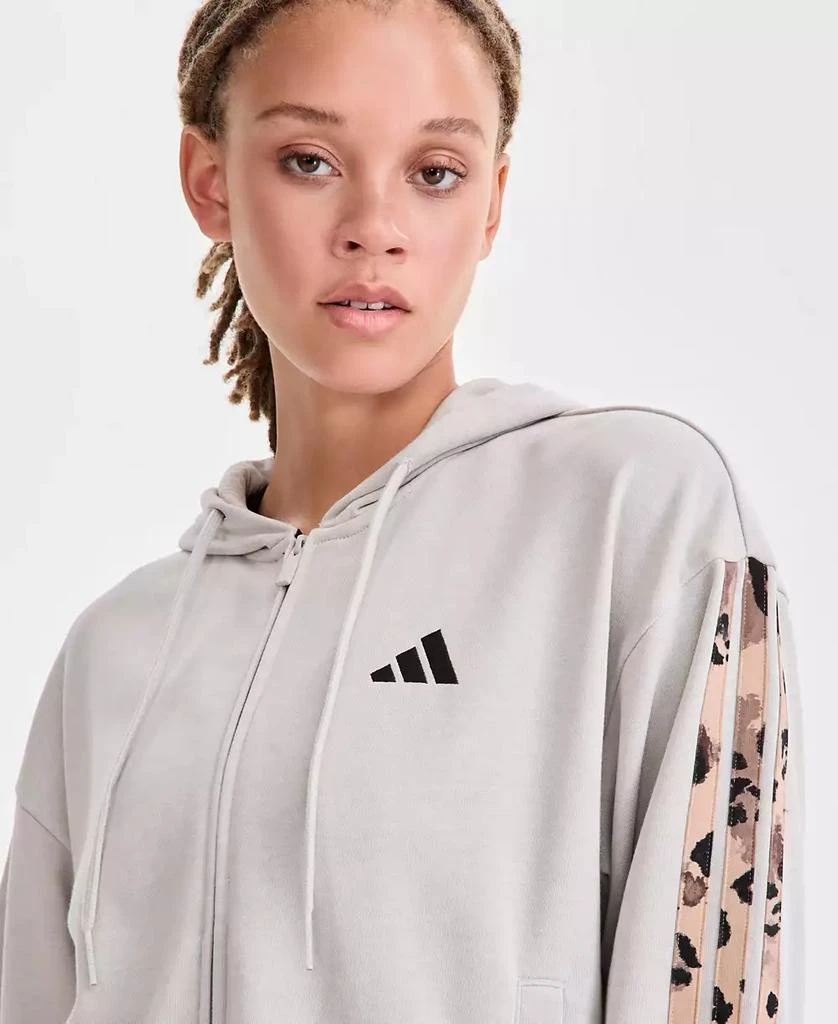 Adidas Women's Animal-Print 3-Stripe French Terry Zip Hoodie 7