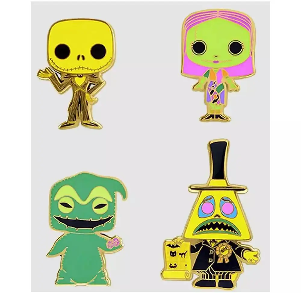 Funko Nightmare Before Christmas Black Light Neon Pin Set of 4