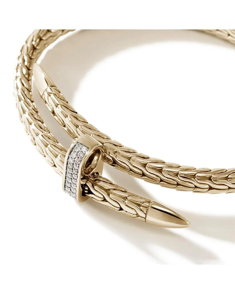 John Hardy 14K Yellow Gold Spear Diamond Woven Cuff Bracelet 6