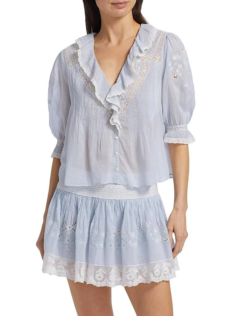LOVESHACKFANCY Sinora Ruffled & Lace Cotton Top 3