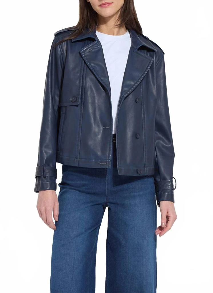Lyssé Cropped Leather Jacket In Navy