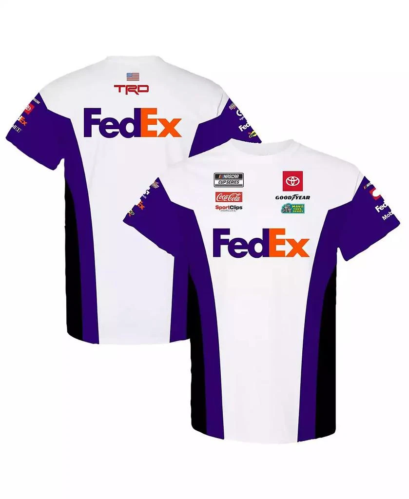 Joe Gibbs Racing Team Collection Men's White/Purple Denny Hamlin FedEx Uniform T-Shirt 1