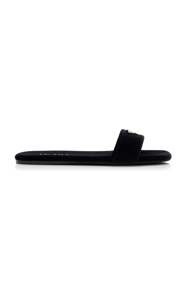 Prada Prada - Velvet Slide Sandals - Black - IT 37.5 - Moda