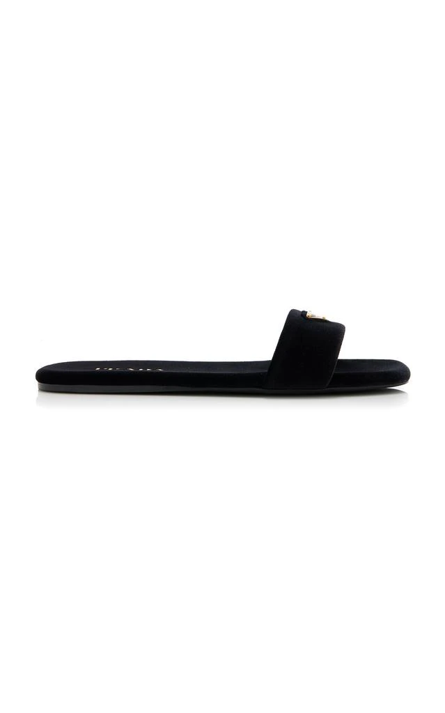 Prada Prada - Velvet Slide Sandals - Black - IT 37.5 - Moda Operandi 1