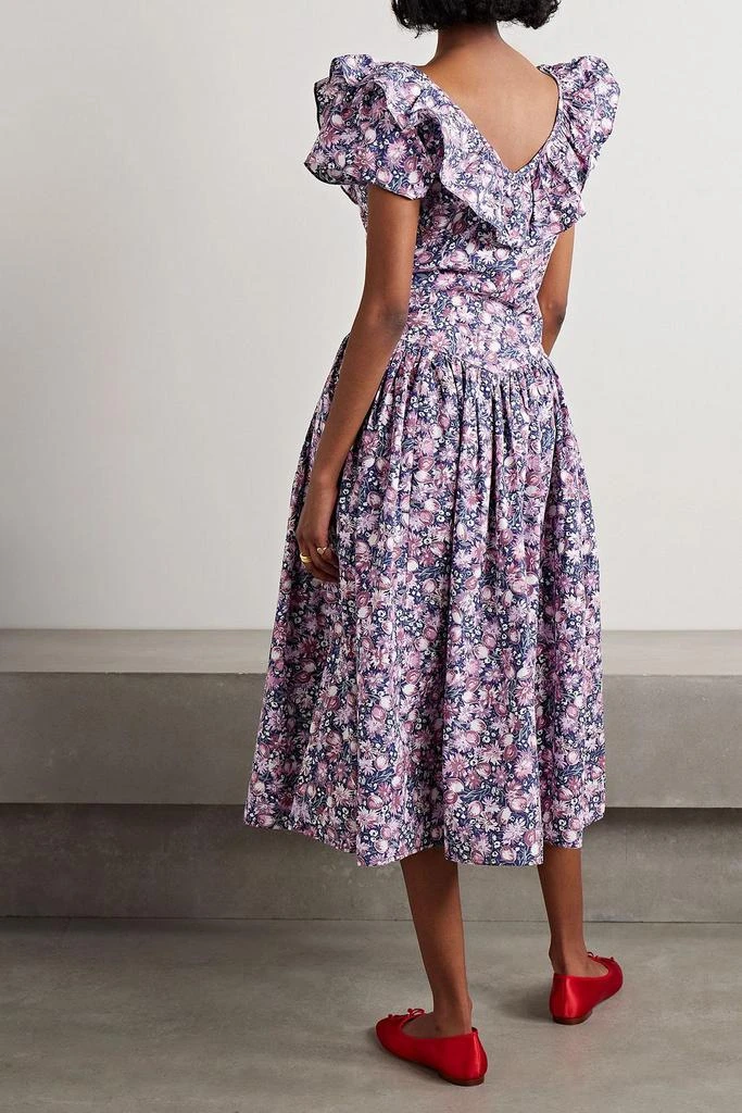 BATSHEVA X LAURA ASHLEY + Laura Ashley Ileang ruffled printed cotton-poplin midi dress 3