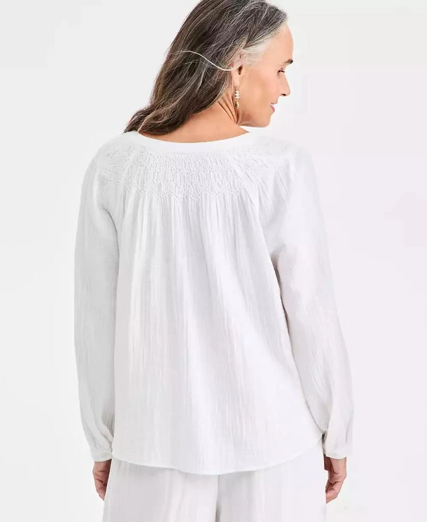 Style & Co Petite Solid Smock Neck Top 3