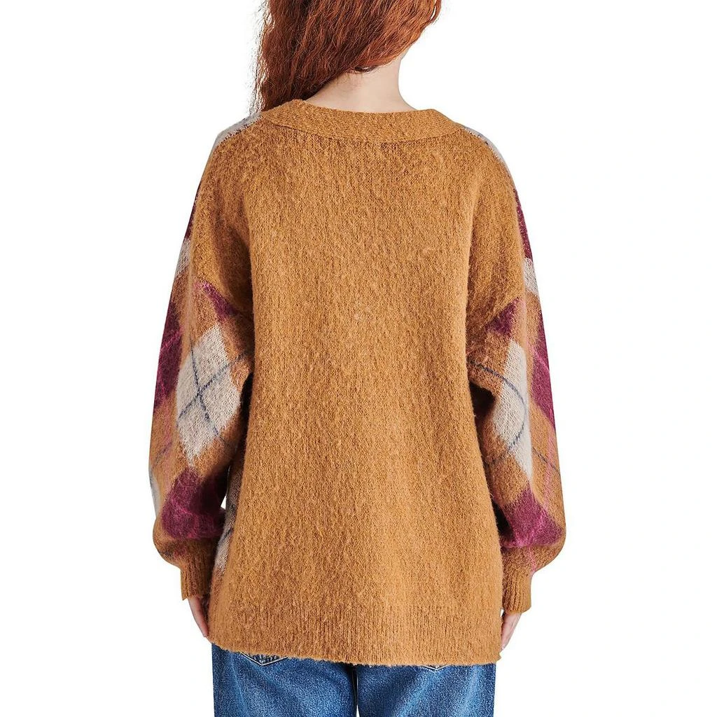 Steve Madden Womens Wool Blend Argyle Cardigan Sweater 2