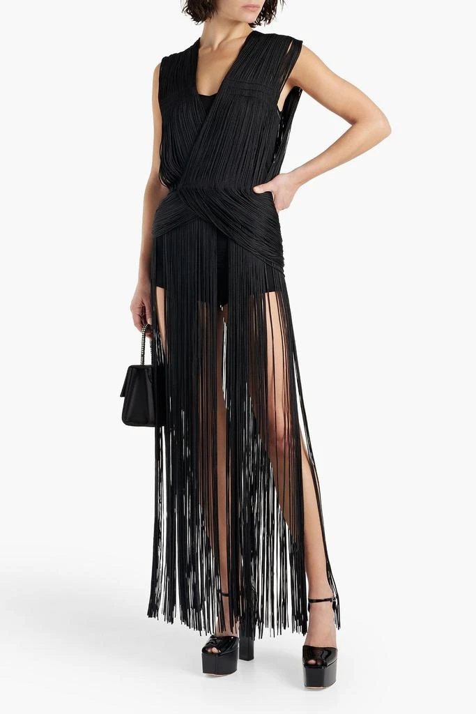 Herve Leger Fringed bandage wrap top 2