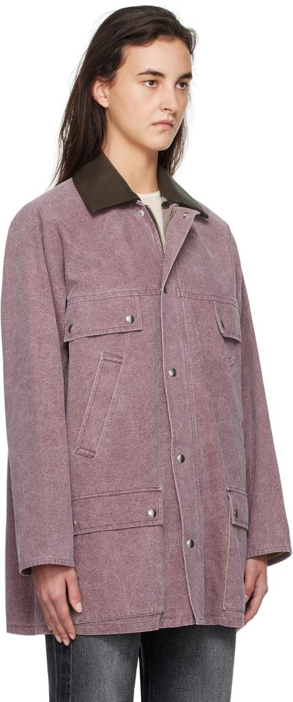 AURALEE Purple Washed Organic Canvas Hunting Jacket