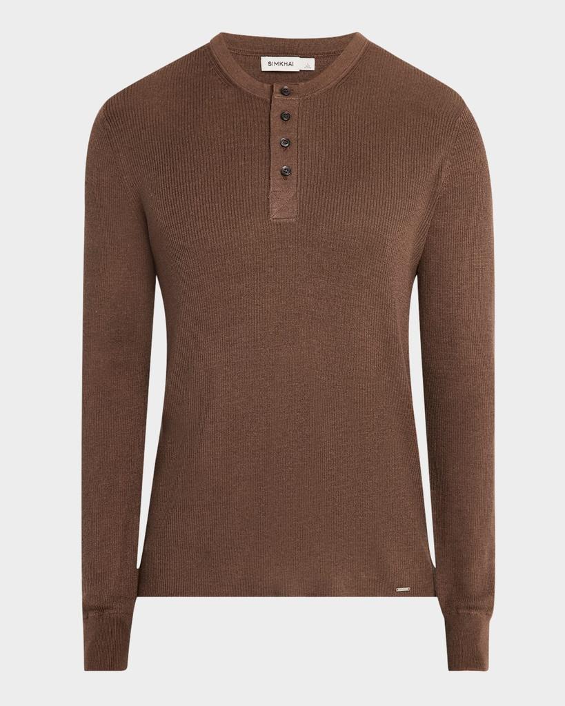 SIMKHAI Men's Hezekiah Classic Henley Shirt