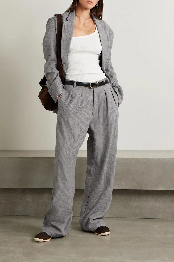Denimist Pleated striped wool-blend wide-leg pants 2