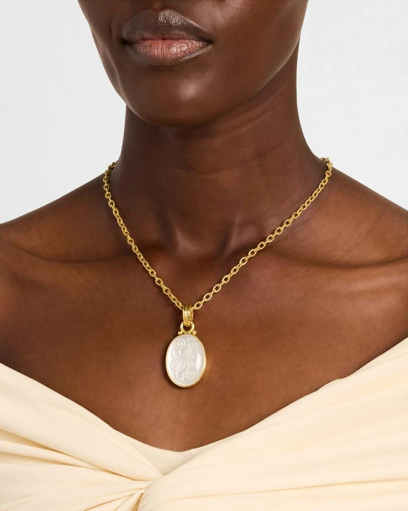 Elizabeth Locke 19K Yellow Gold Medium Vertical Oval Rock Crystal Octopus Pendant 2